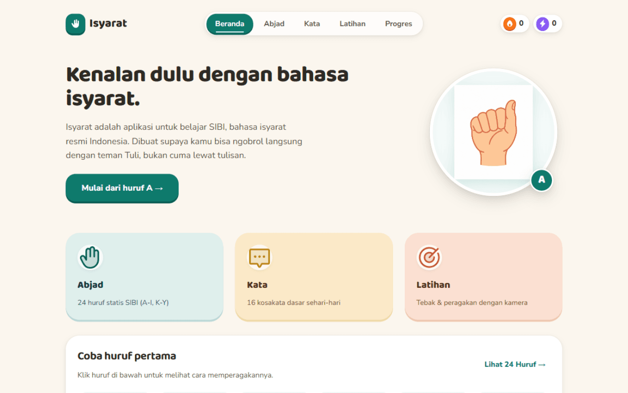 Screenshot of CapSL practicing sign language with the camera
